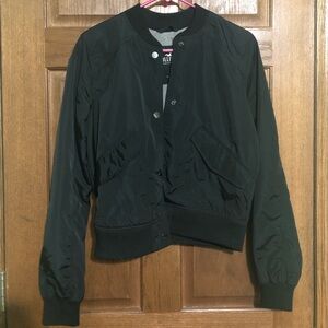 Hollister bomber jacket black button down